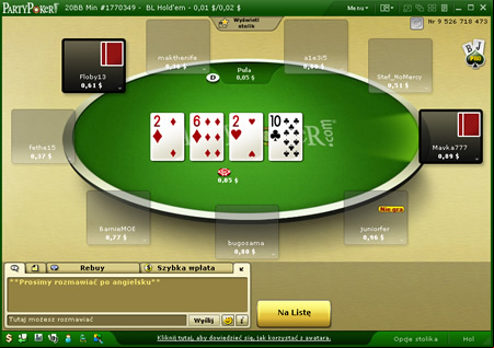 Party Poker Cash Game Table